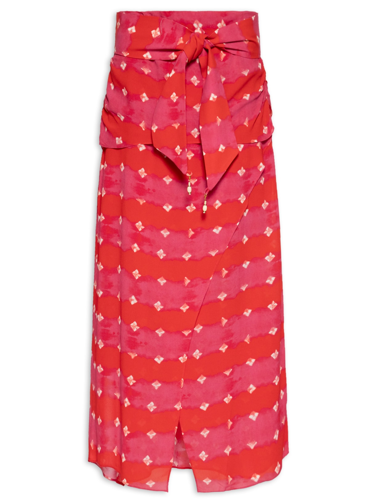 Saia GGT Midi Estampa Ibiza Vermelho Maria Filó