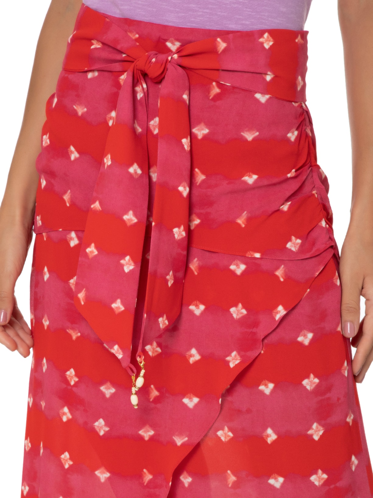 Saia GGT Midi Estampa Ibiza Vermelho Maria Filó