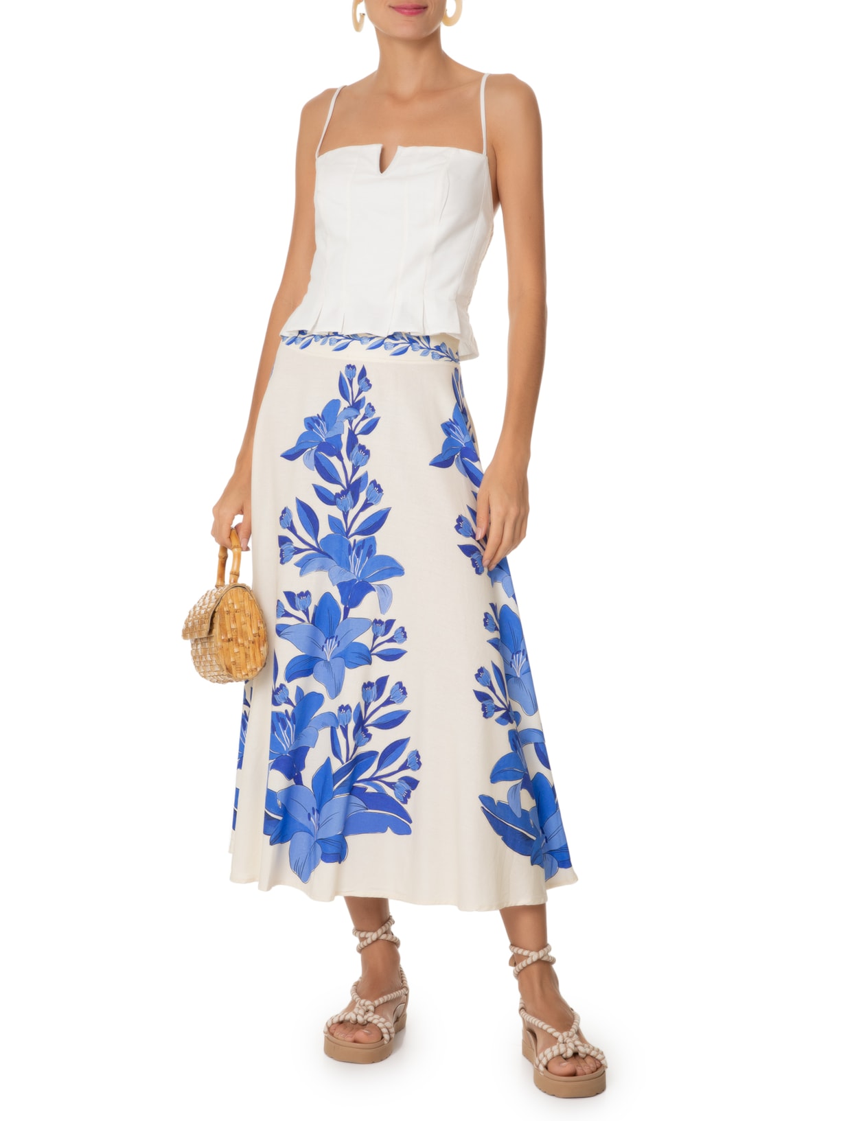 Saia Godê Leveza Tropical Azul Farm