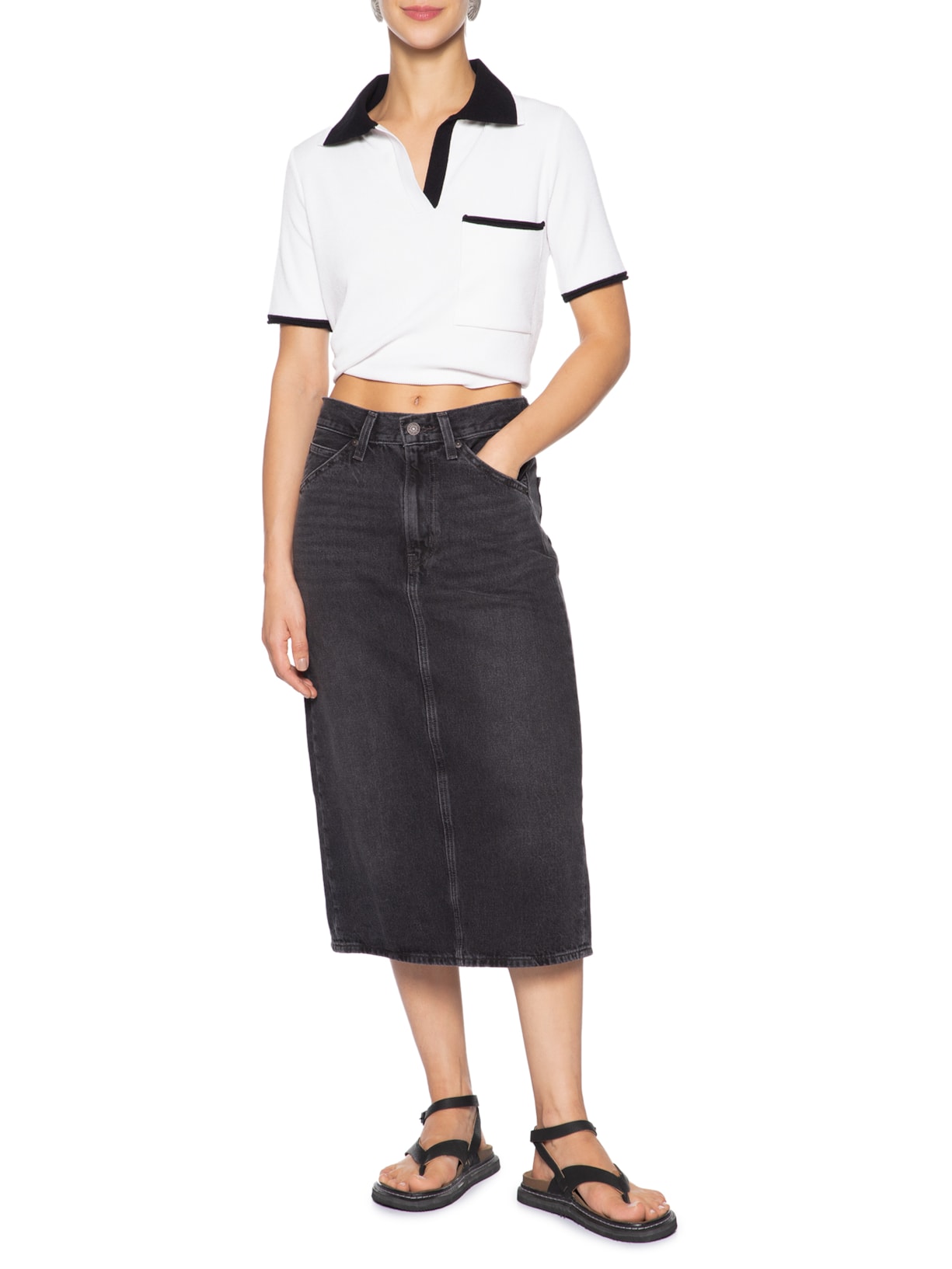 Saia Hr Back Slit Skirt Preto Levi's