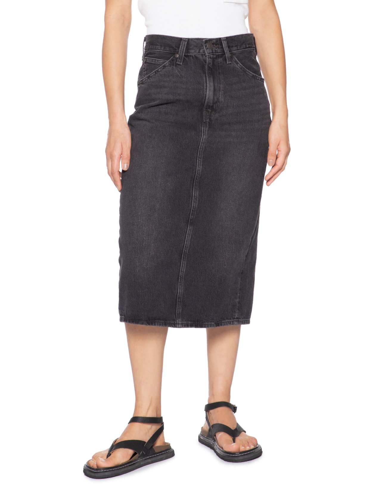 Saia Hr Back Slit Skirt Preto Levi's