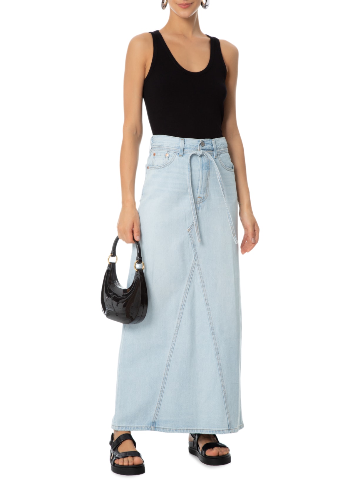 Saia Iconic Long Skirt Belt Azul Levi's