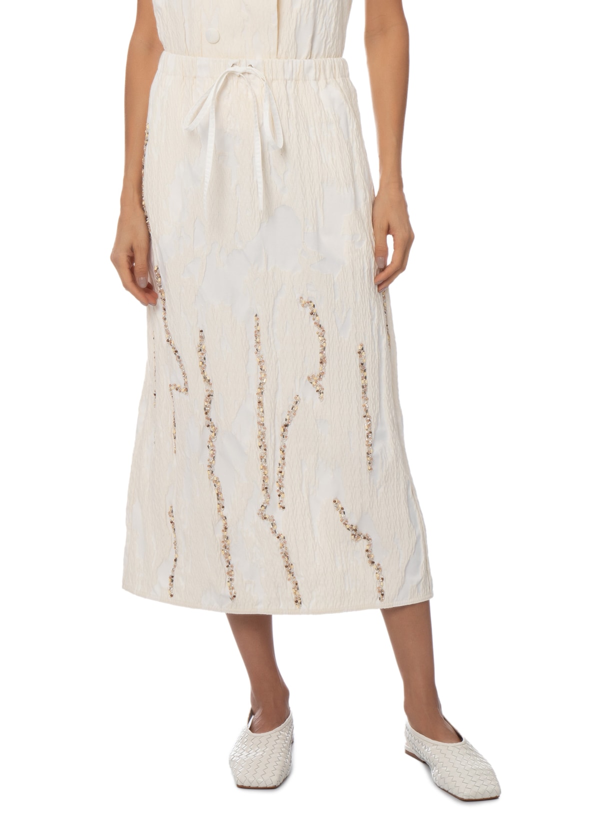 Saia Jacquard Bordado Off White Coven