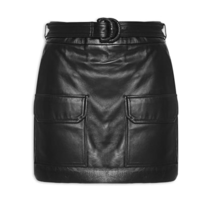Saia Jamily Couro - Preto