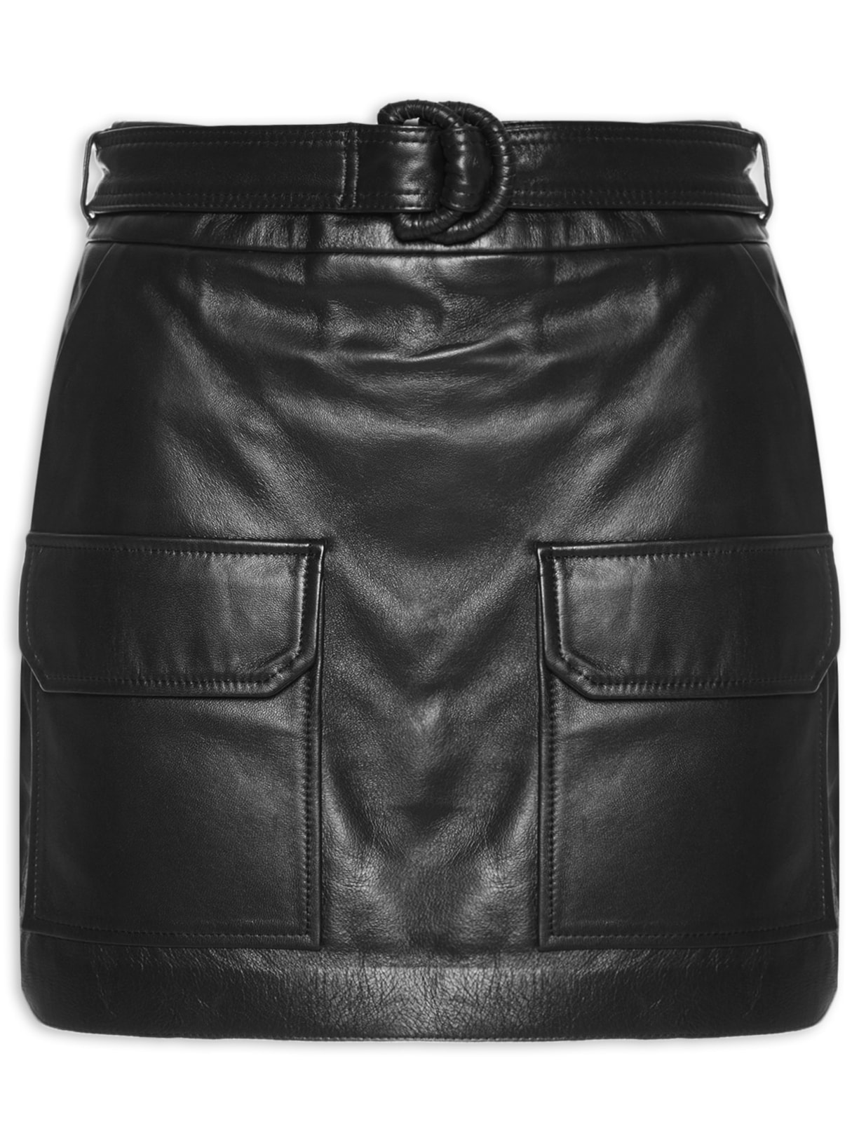 Saia Jamily Couro - Preto