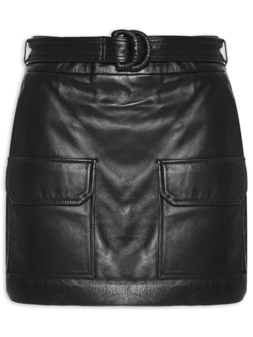 Saia Jamily Couro - Preto