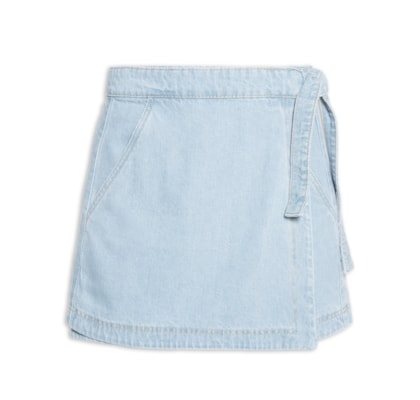 Saia Jeans Baby Blue Amarração - Azul
