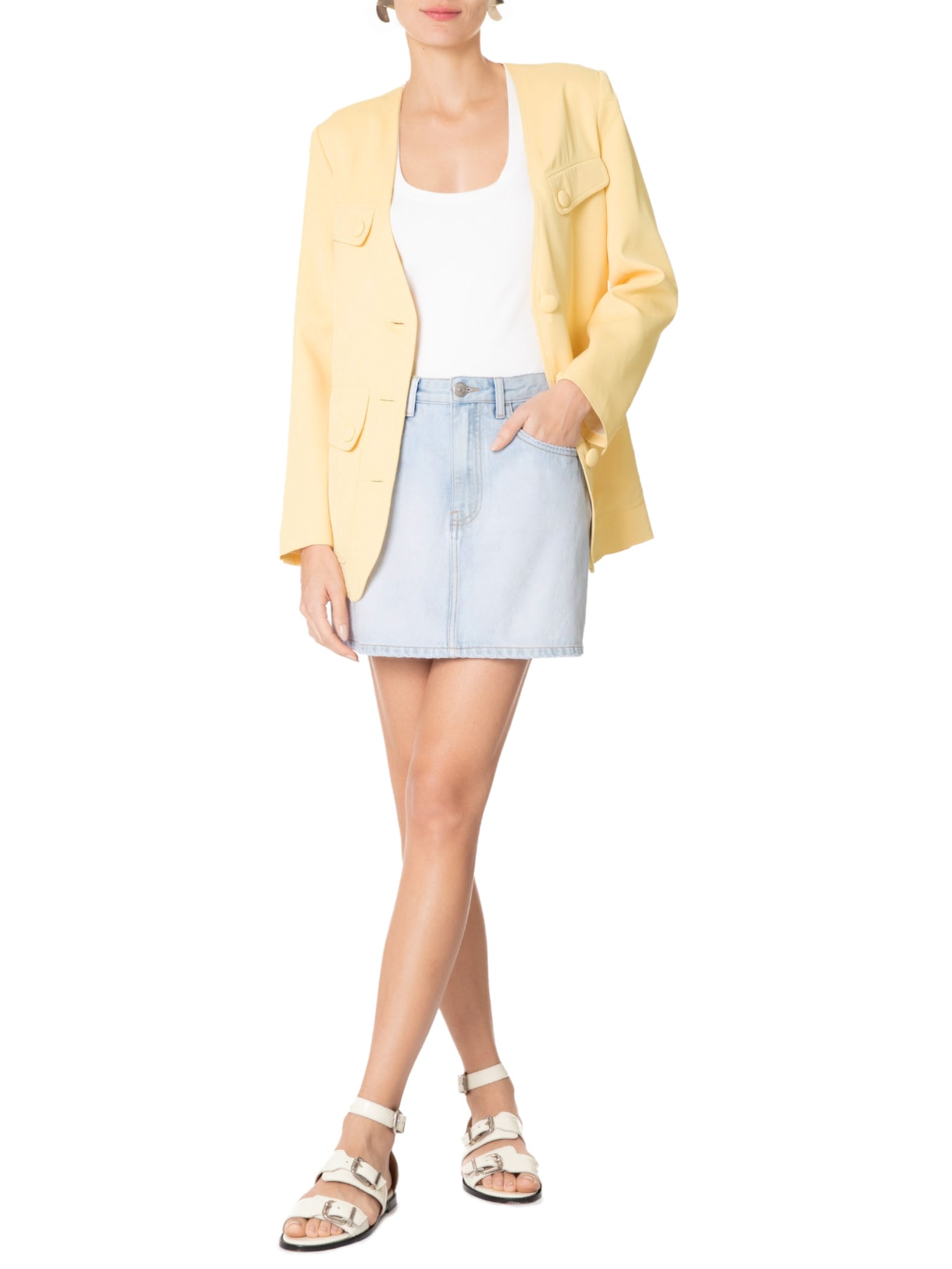 Saia Jeans Box Delave Azul Animale