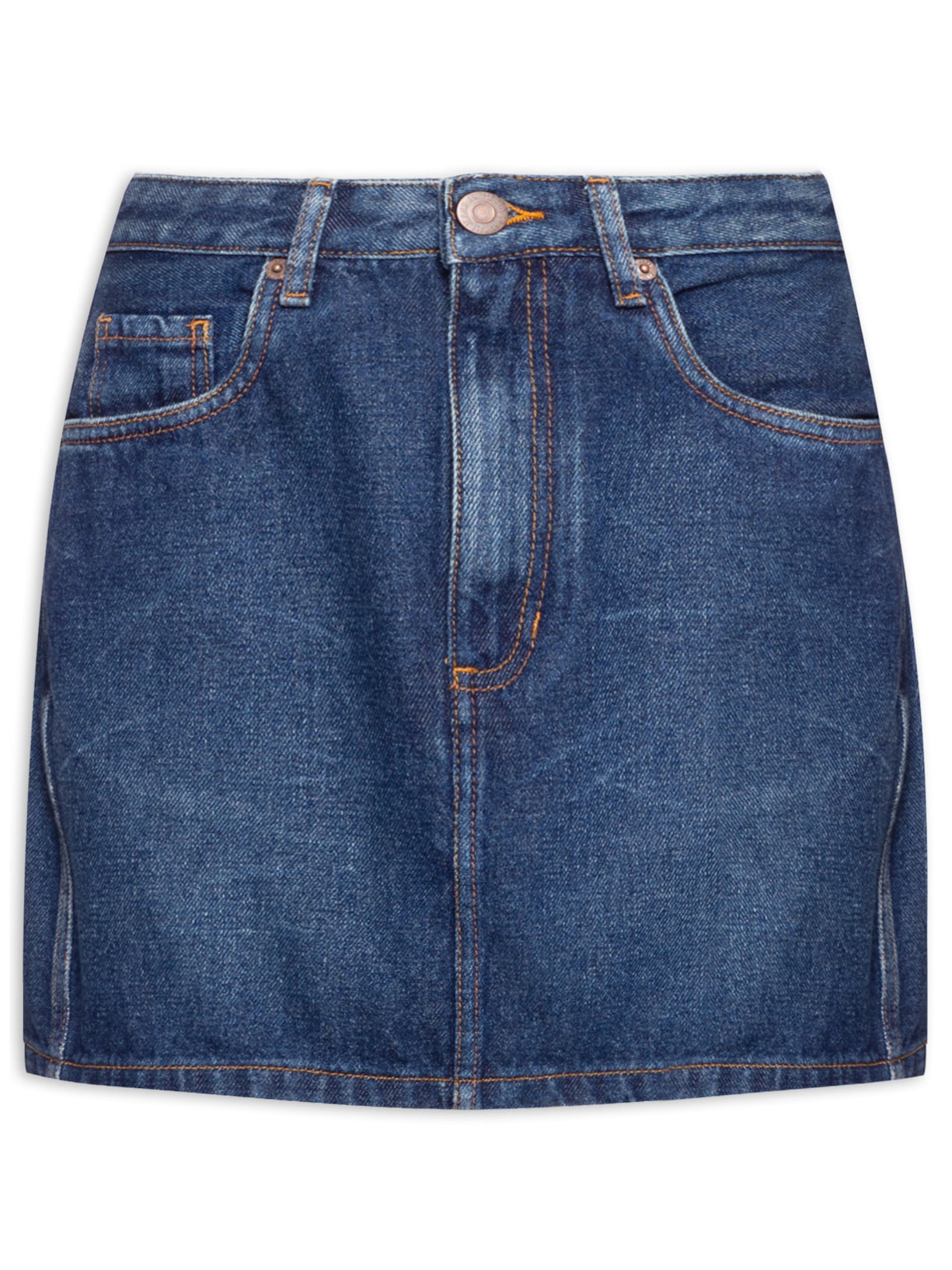 Saia Jeans Box Lateral Deslocada - Azul