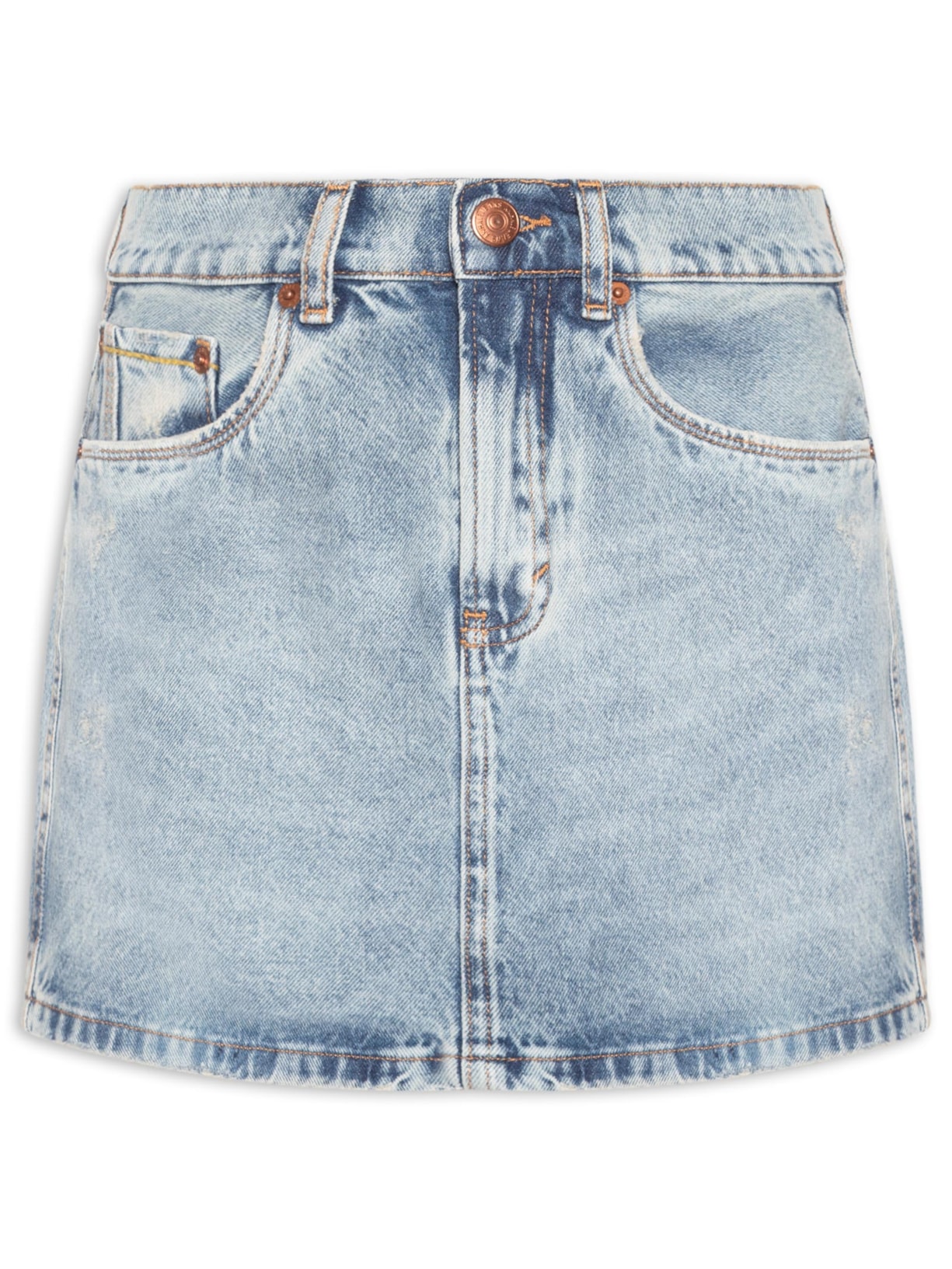 Saia Jeans Box Puídos - Azul