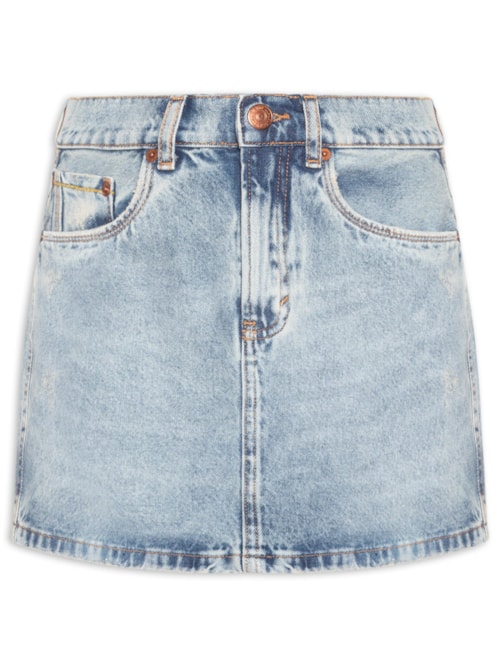 Saia Jeans Box Puídos - Azul