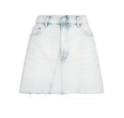  Saia Jeans Box Recorte Frontal - Azul