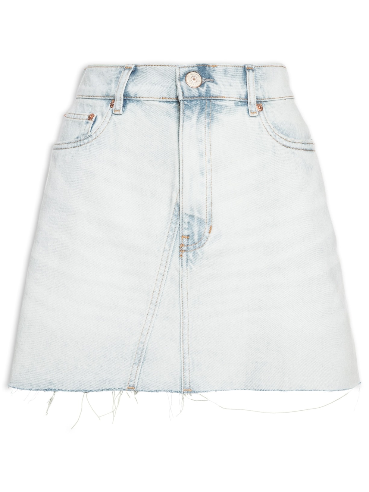 Saia Jeans Box Recorte Frontal - Azul