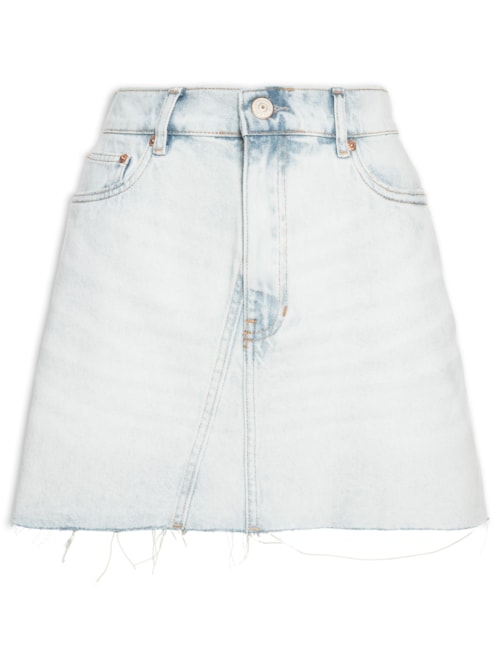 Saia Jeans Box Recorte Frontal - Azul