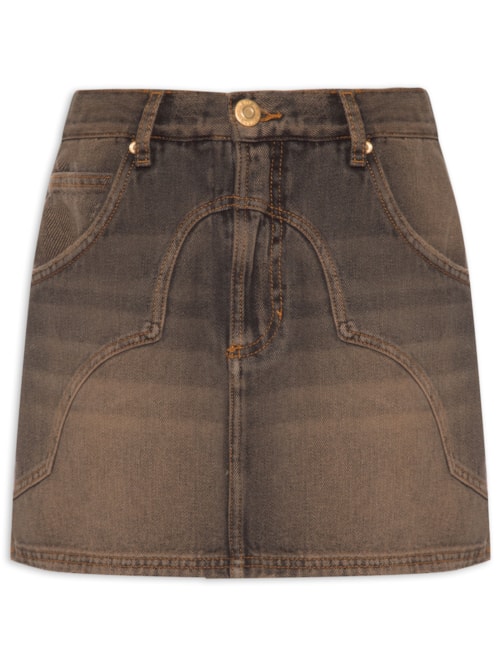 Saia Jeans Box Western - Preto