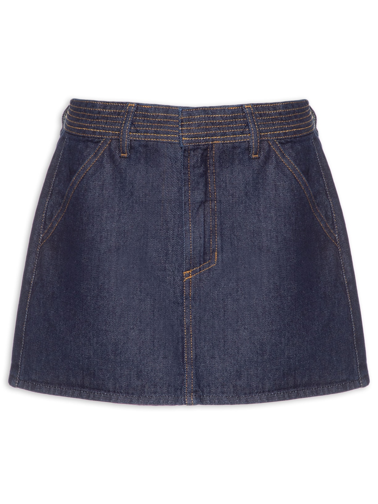 Saia Jeans Cós Pesponto - Azul