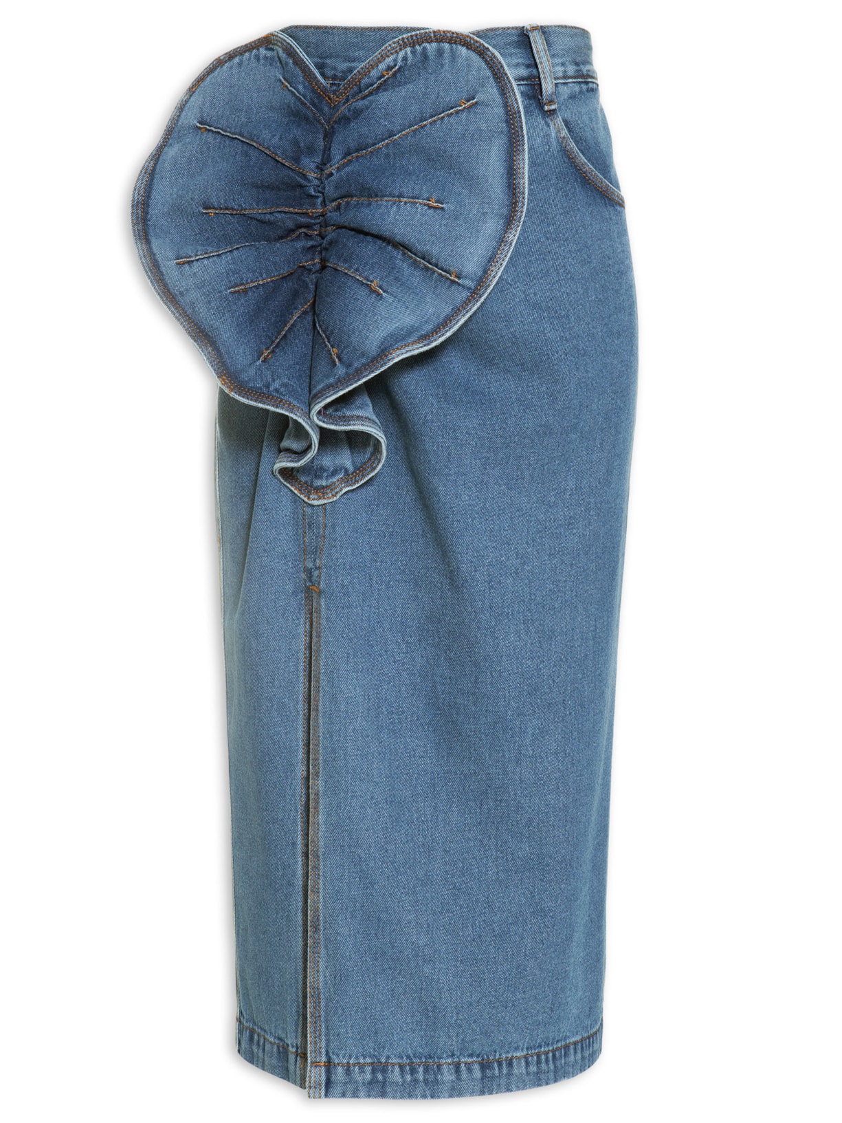 Saia Jeans Costela 3d - Azul