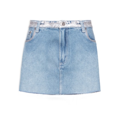 Saia Jeans Curta Basic Com Foil - Azul