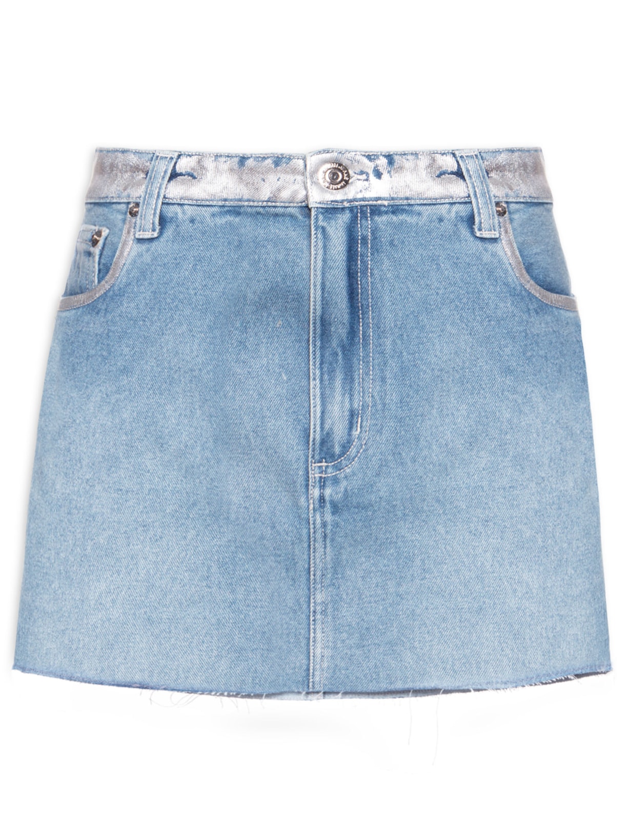 Saia Jeans Curta Basic Com Foil - Azul