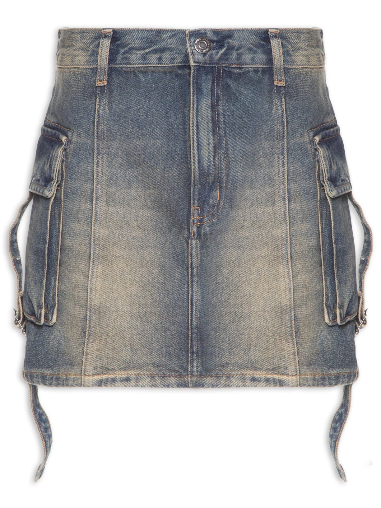 Saia Jeans Curta Com Bolso Cargo Azul Animale Jeans