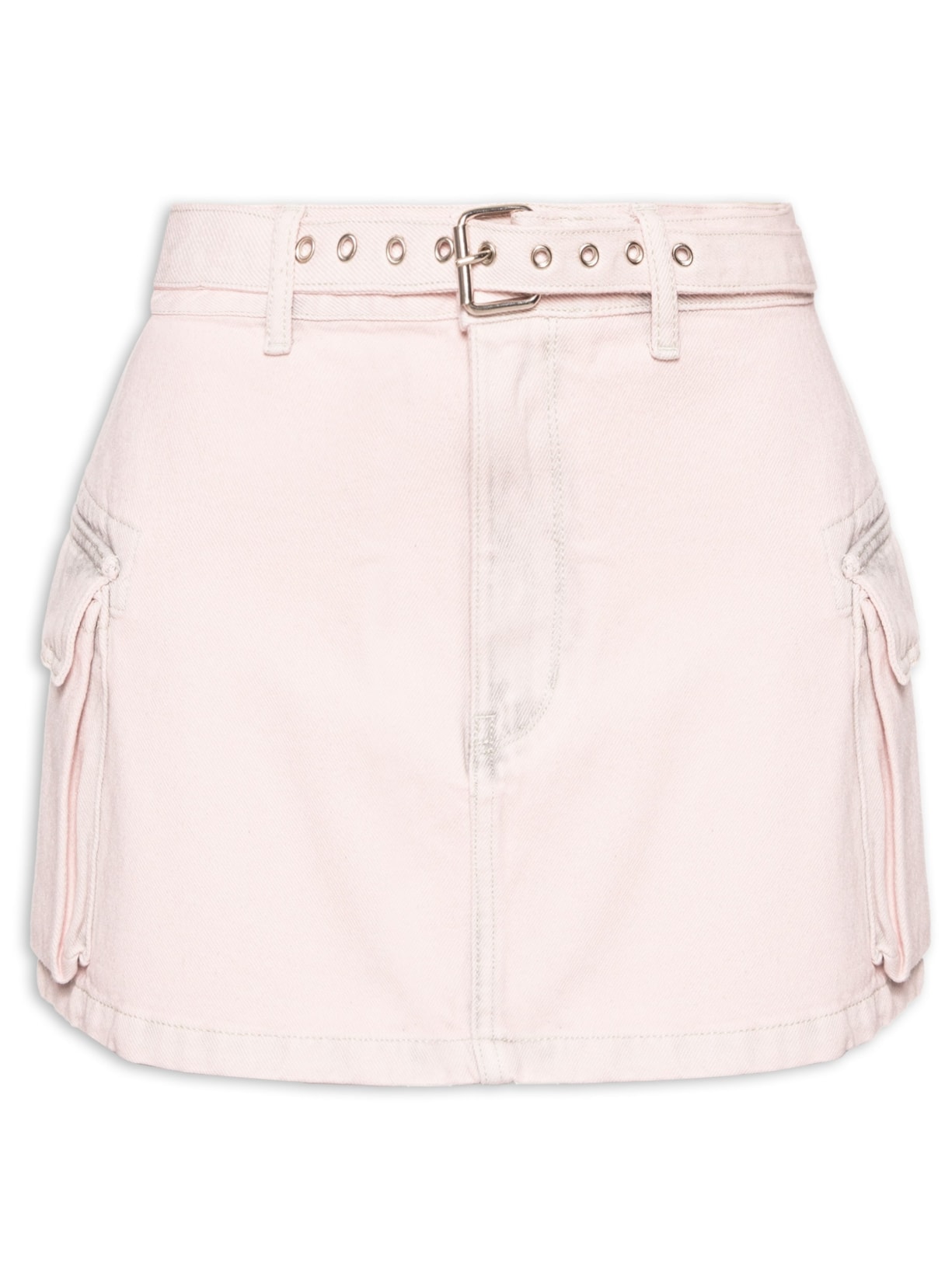 Saia Jeans Curta Com Cinto Rosa Animale Jeans