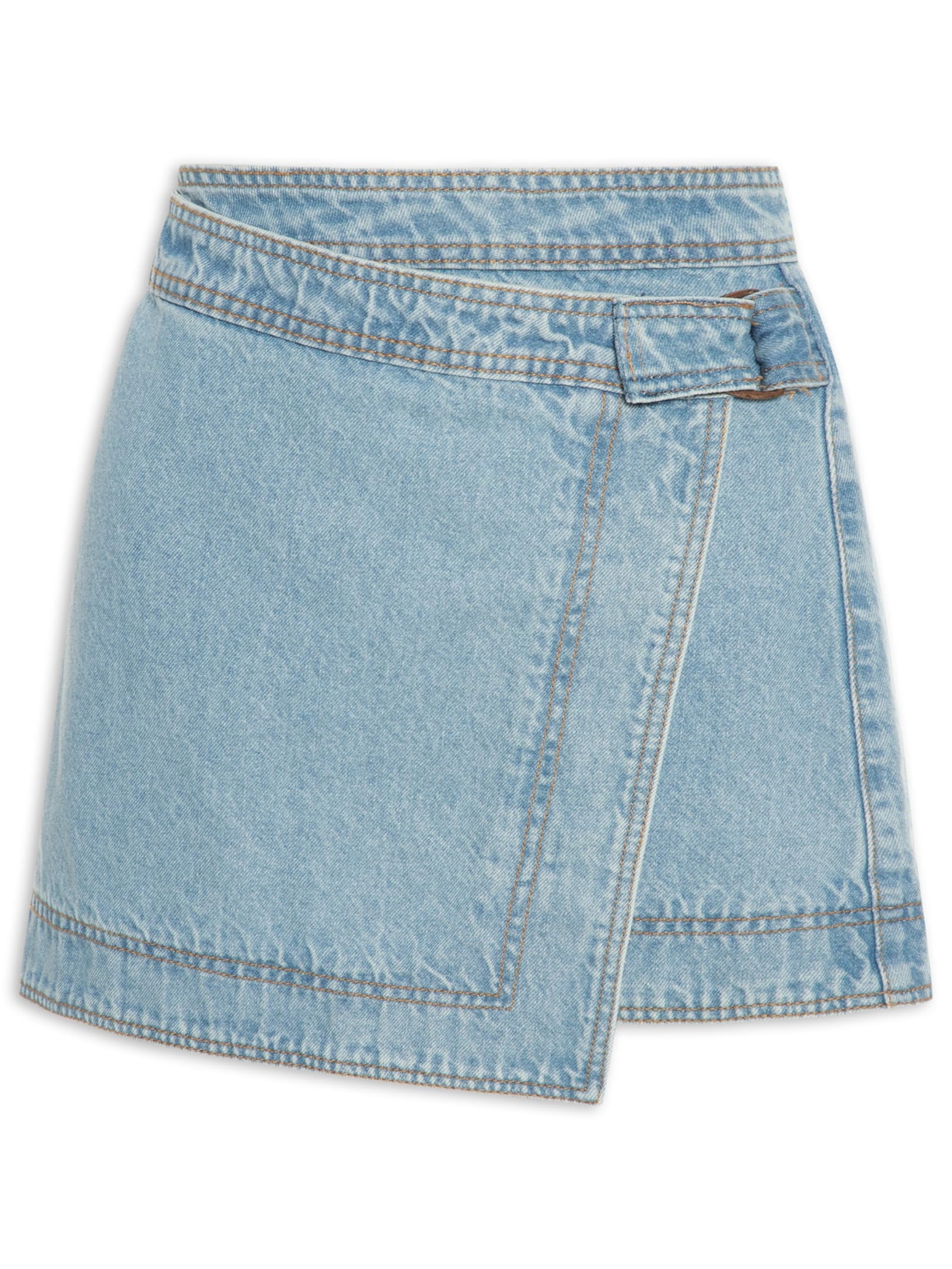 Saia Jeans Detalhe Transpassado - Azul