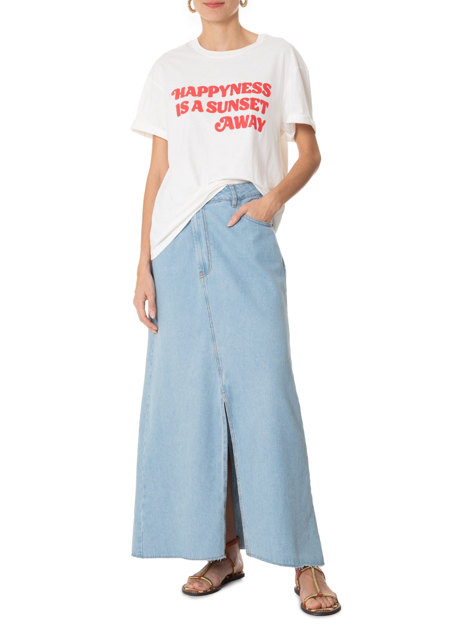 Dress To - Saia Jeans Fenda - Azul