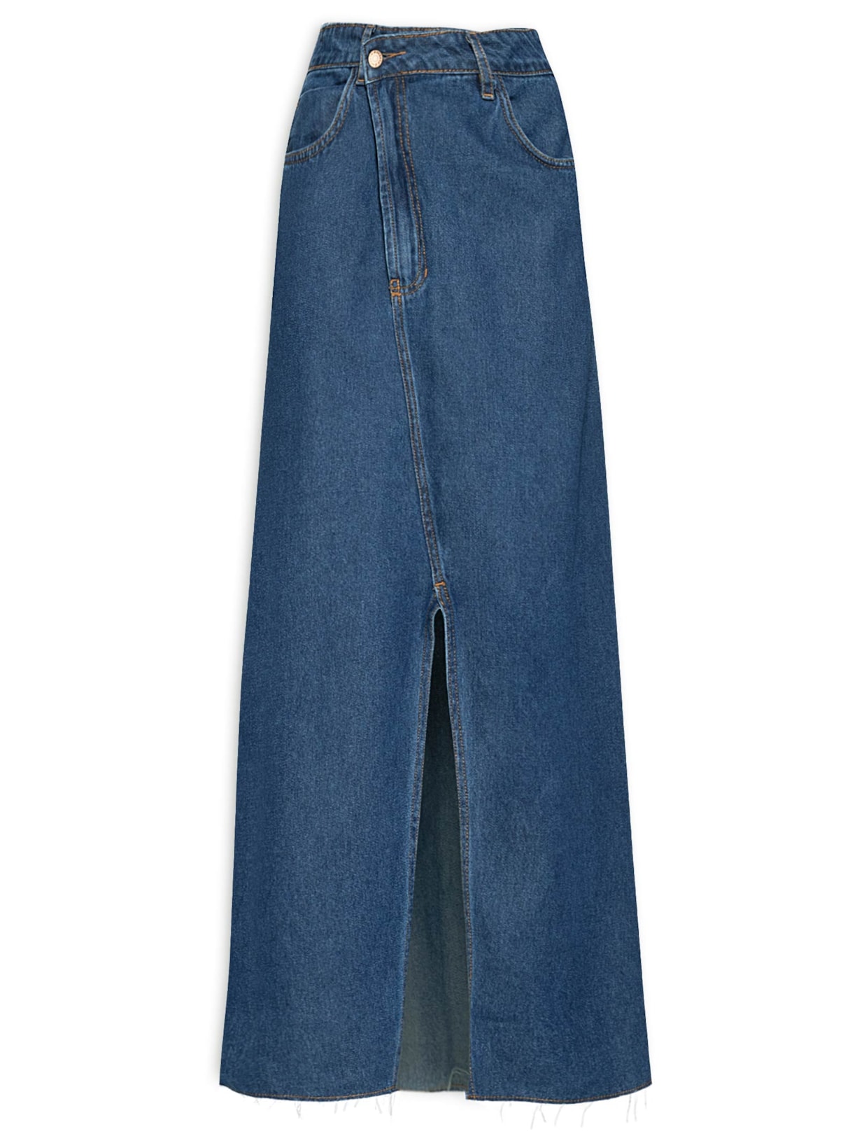 Saia Jeans Fenda Dark - Azul