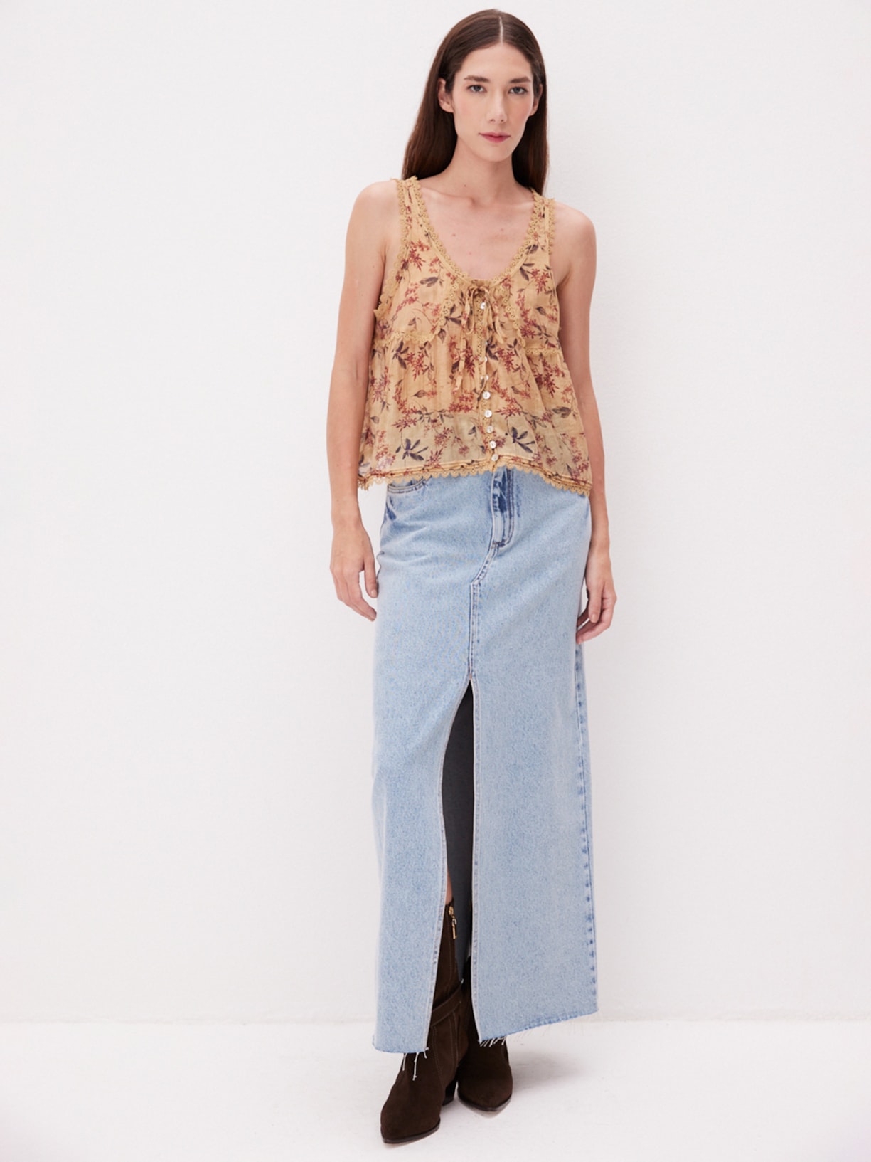 Saia Jeans London Azul Mixed