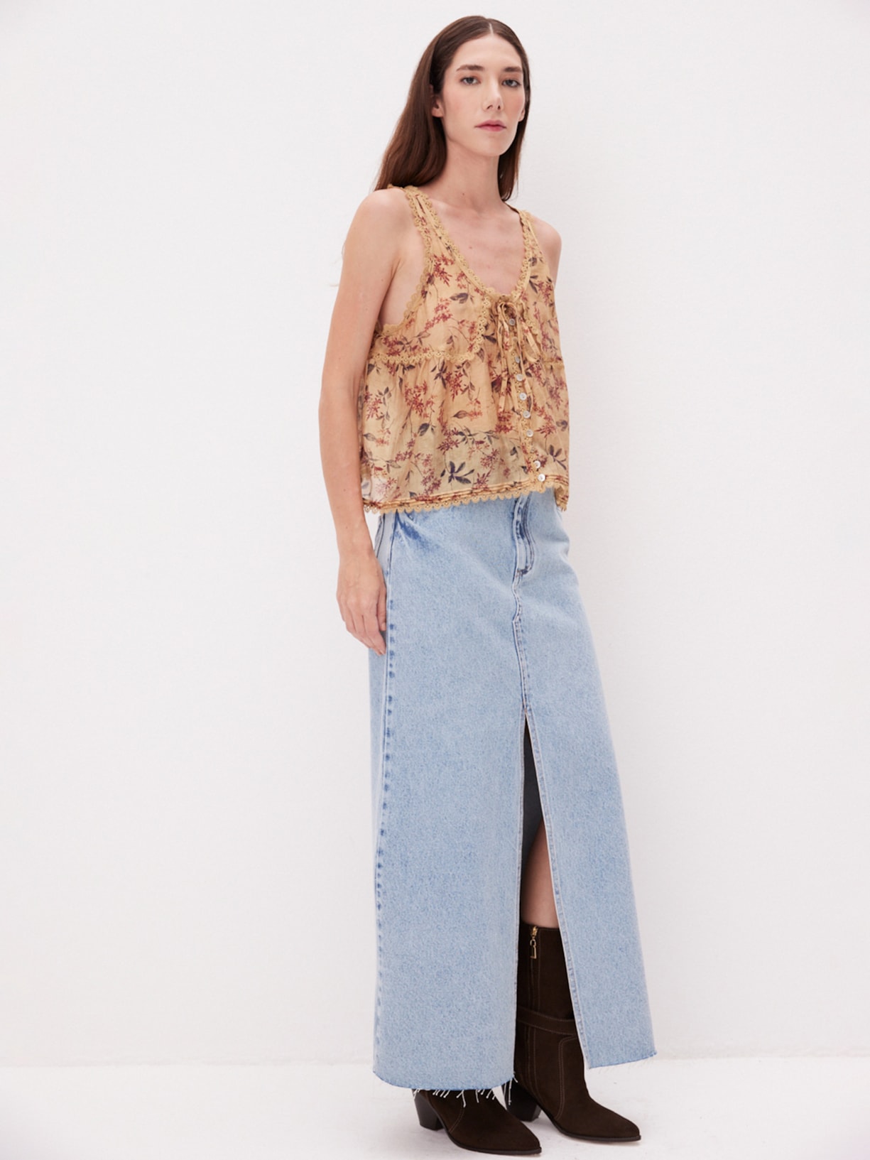 Saia Jeans London Azul Mixed