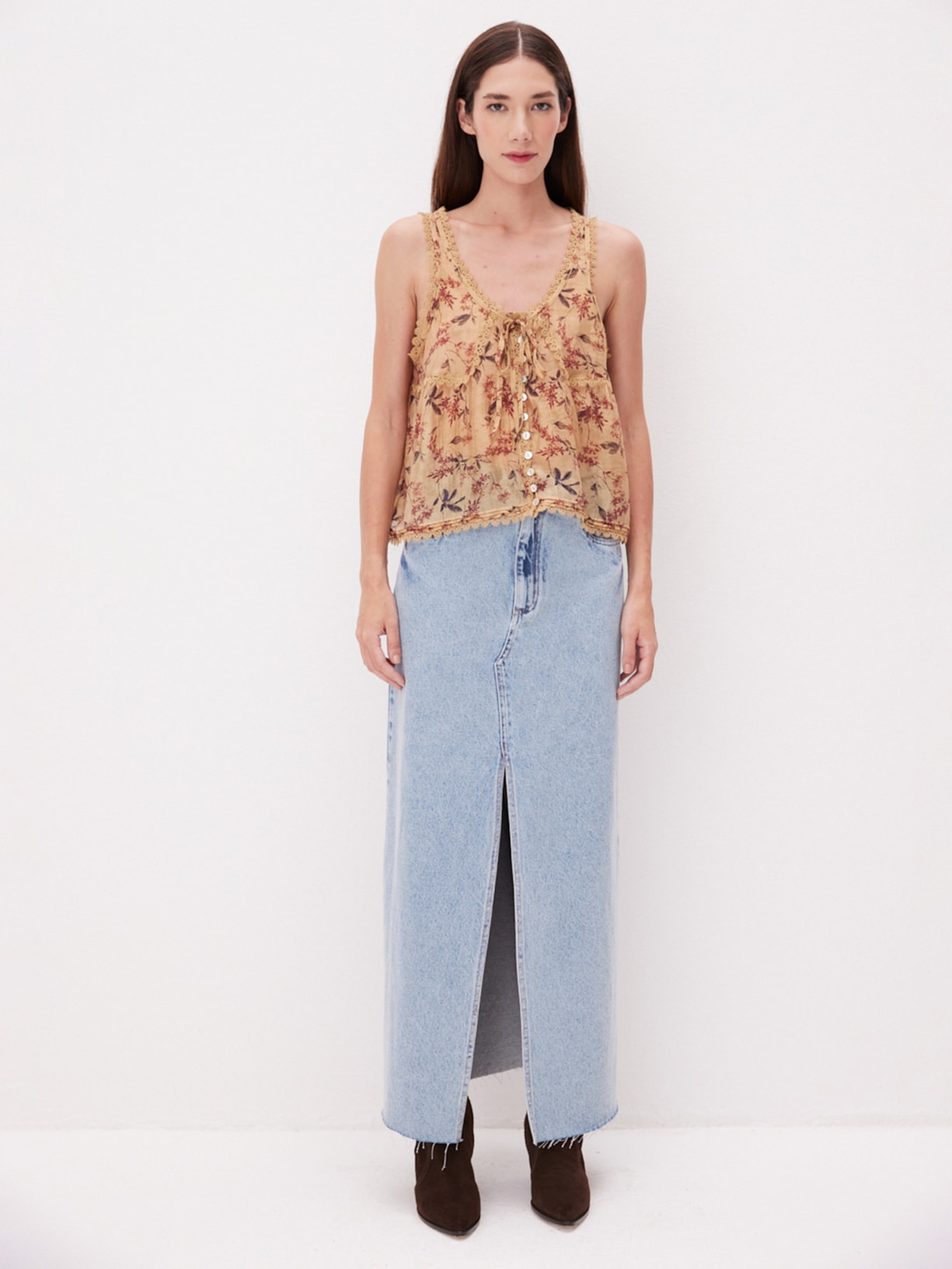 Saia Jeans London Azul Mixed