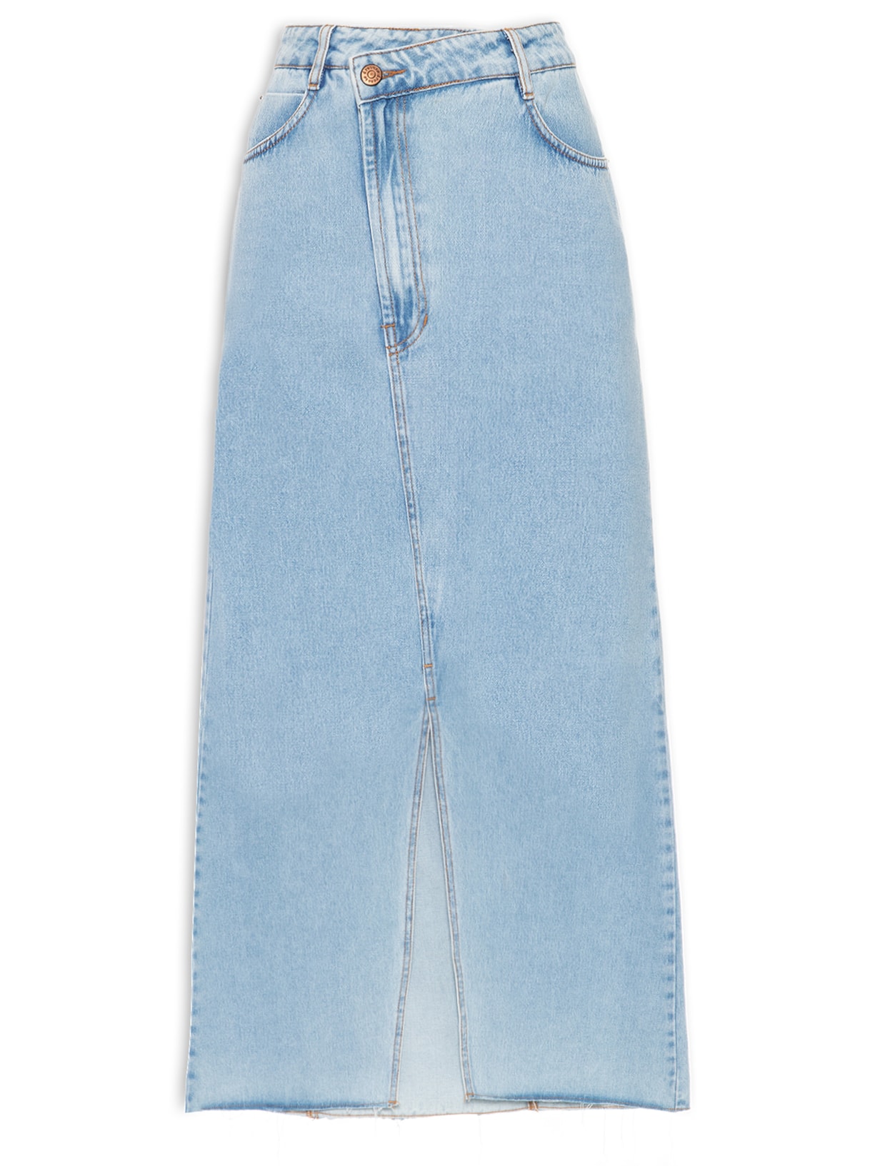 Saia Jeans Longa Cós Deslocado - Azul