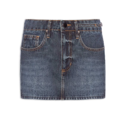 Saia Jeans Metal Lateral - Azul