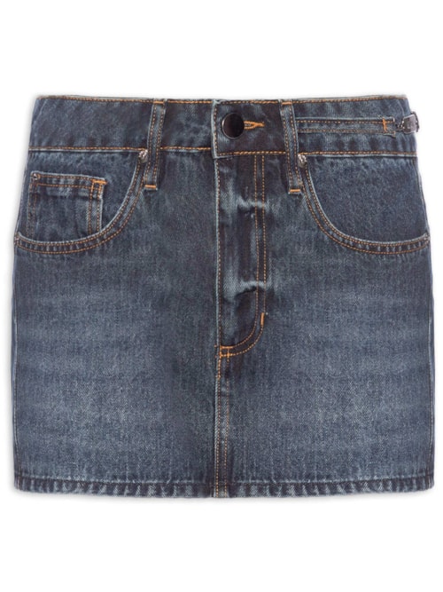 Saia Jeans Metal Lateral - Azul