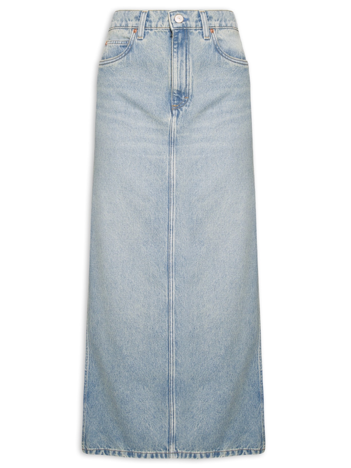 Saia Jeans Midi Fenda Lateral - Azul