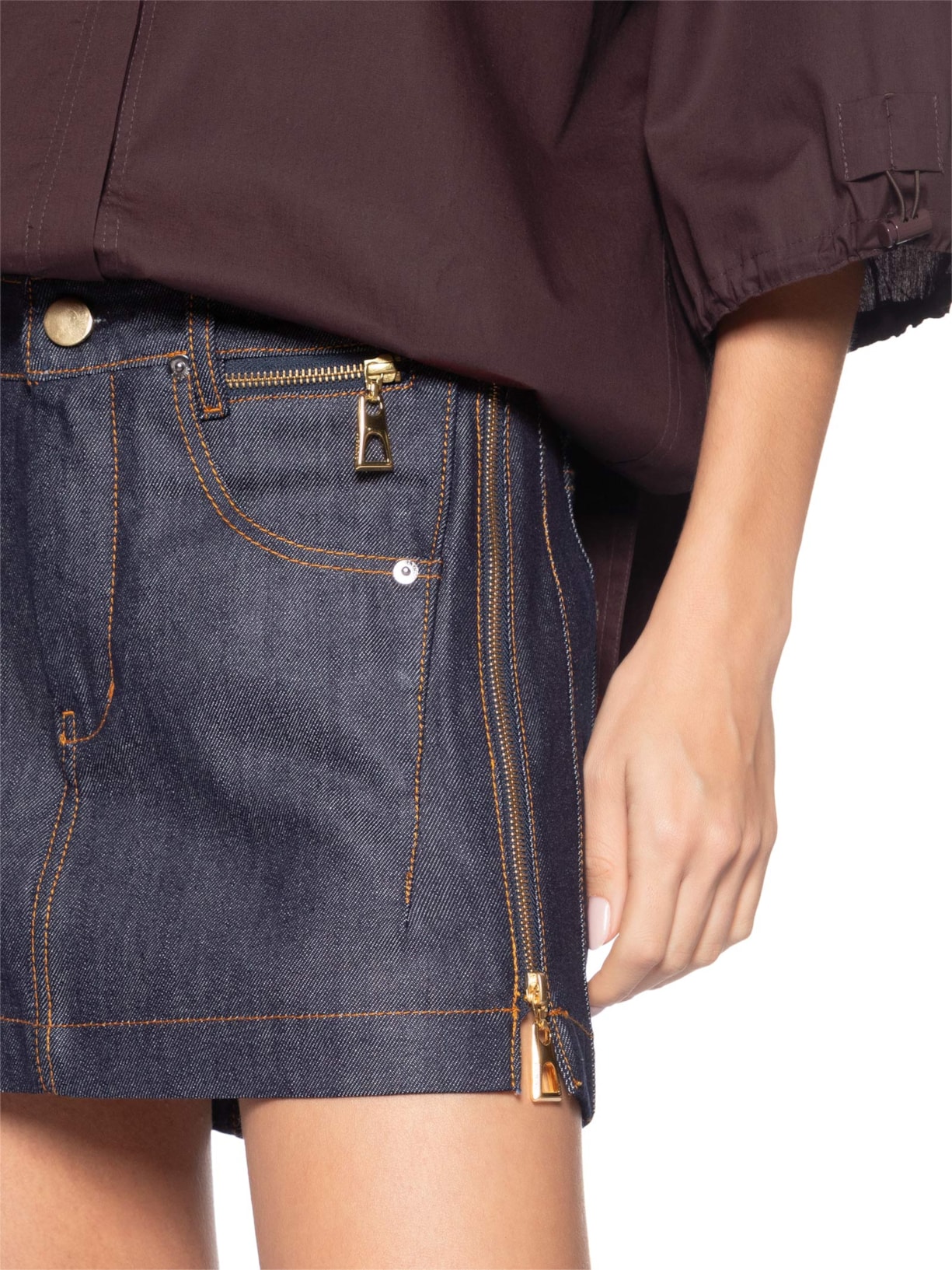 Saia Jeans Raw Bolso Zíper – Azul Animale