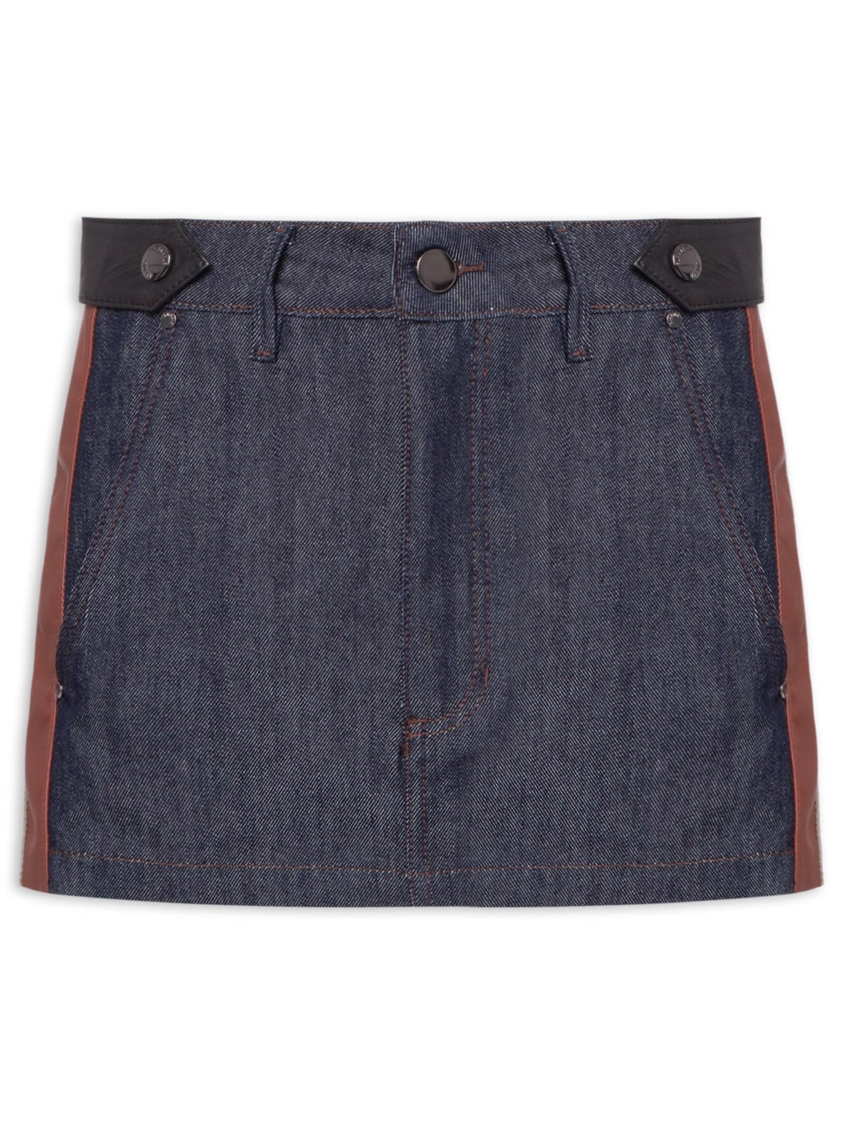 Saia Jeans Raw Mix Couro Azul Animale