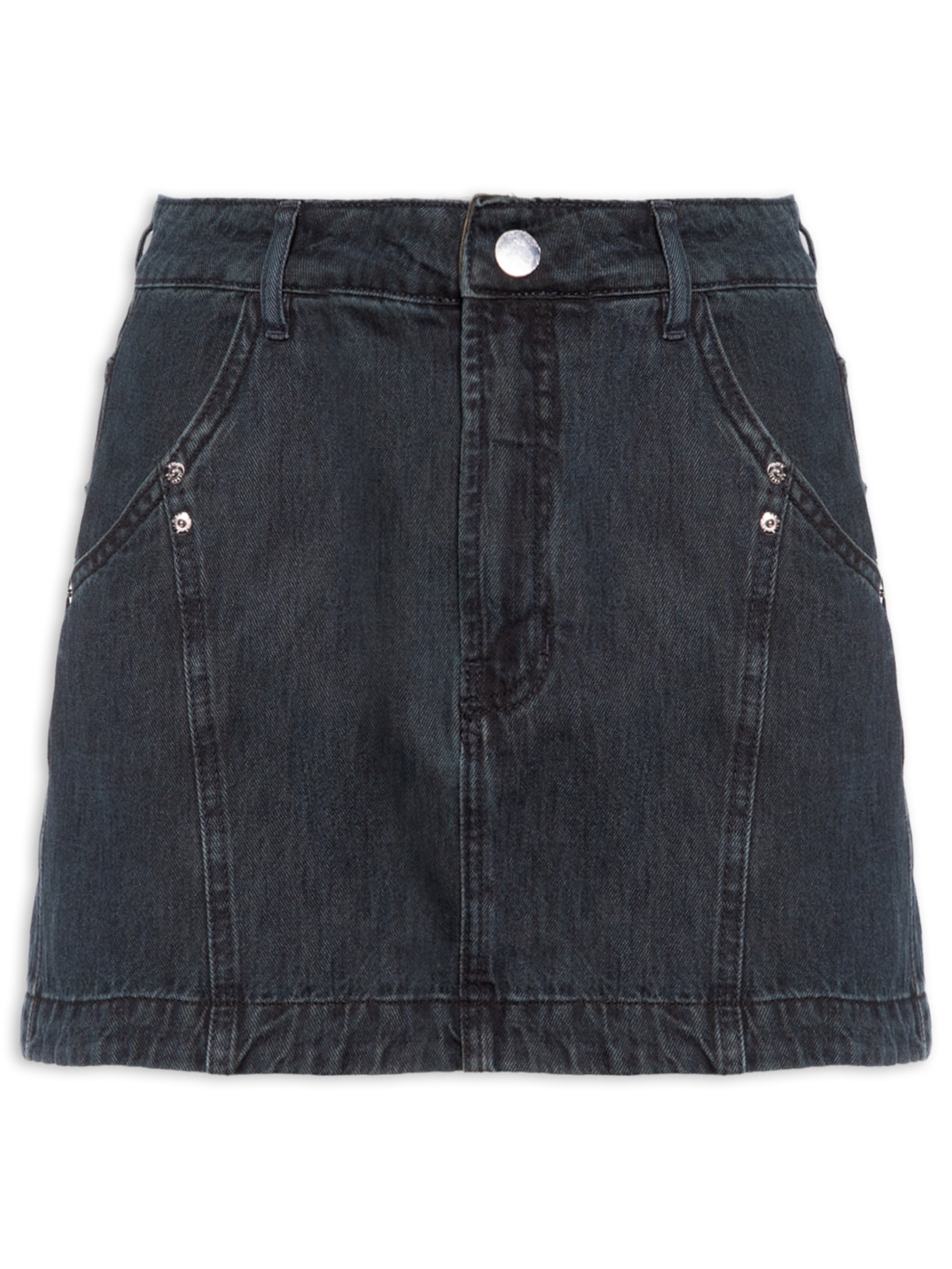 Saia Jeans Recorte Arredondado Frente Azul Animale Jeans