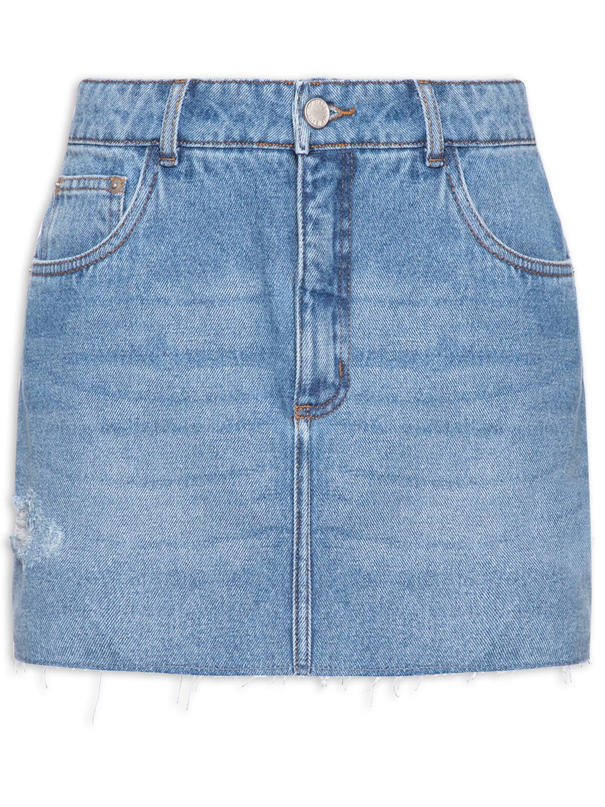 Saia Jeans Used Destroyed - Azul
