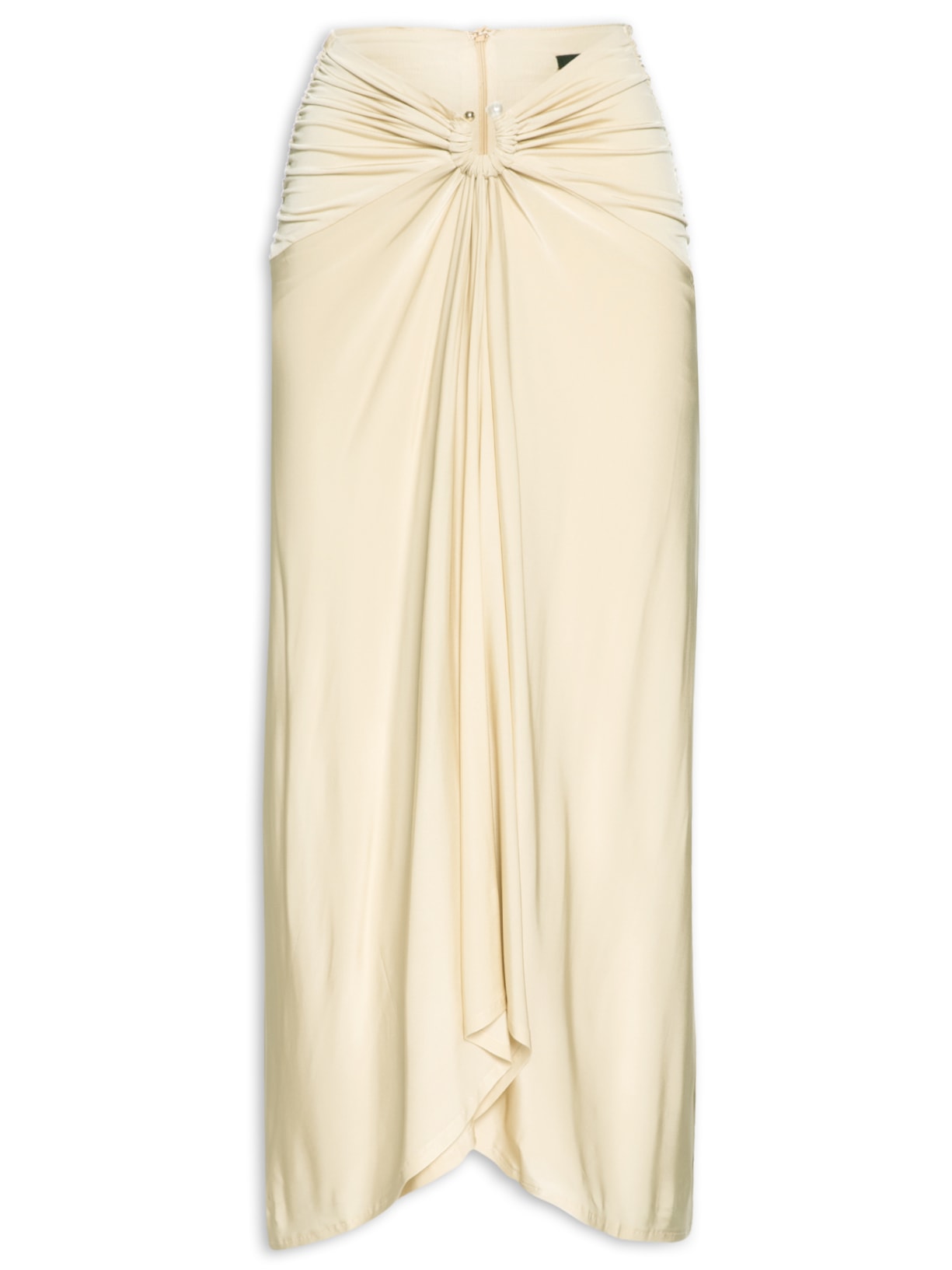 Saia Jersey Piercing Pérola - Bege