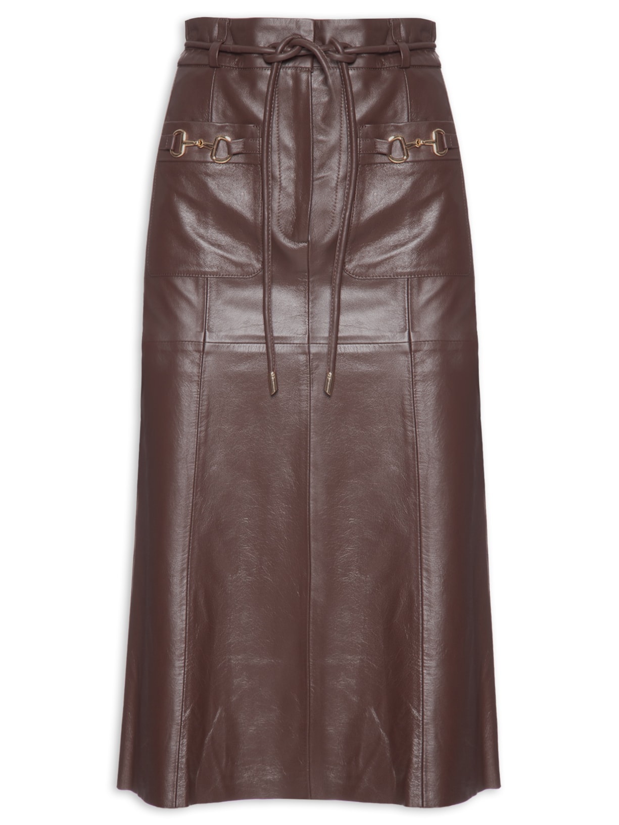 Saia Jessica Couro - Marrom