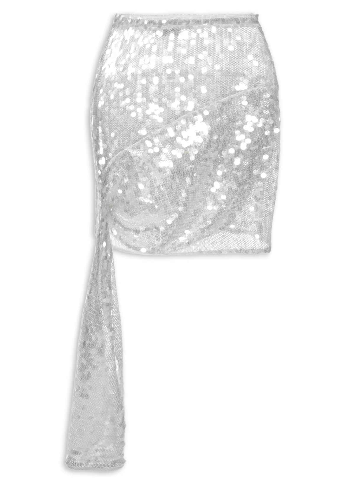 Saia Knotted Sequins Skirt - Branco