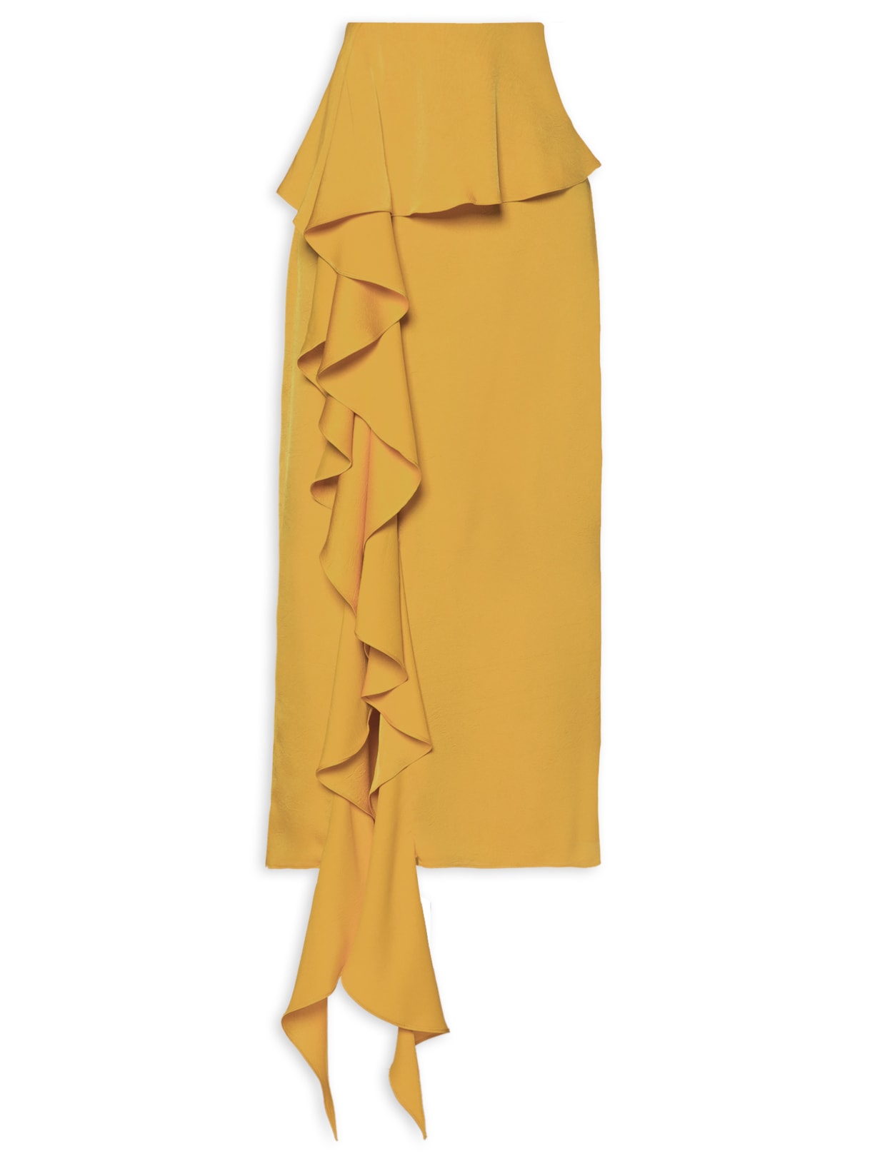 Saia Lápis Babado - Amarelo