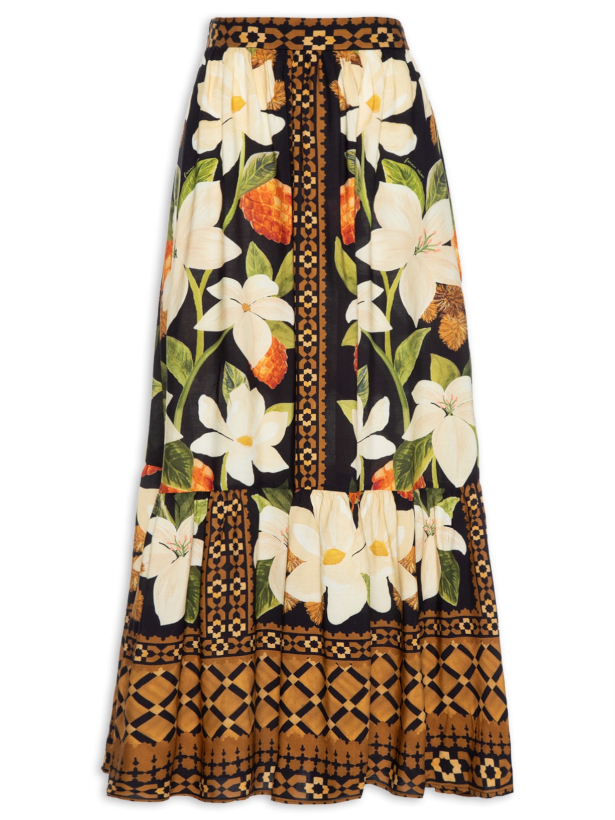 Saia Lenço Floral Biriba - Preto