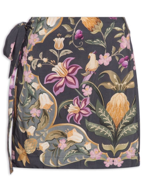 Saia Lenço Floral Talita - Cinza