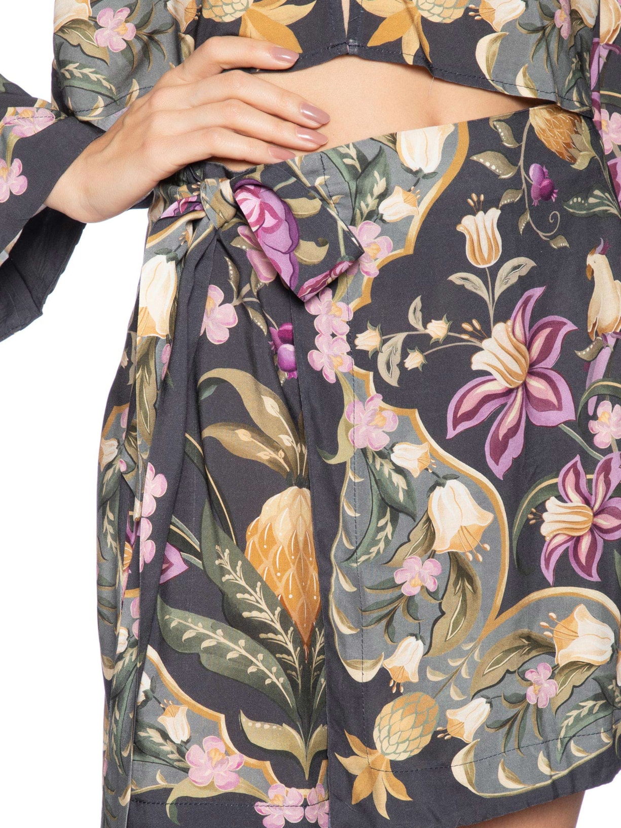 Saia Lenço Floral Talita Cinza  Farm