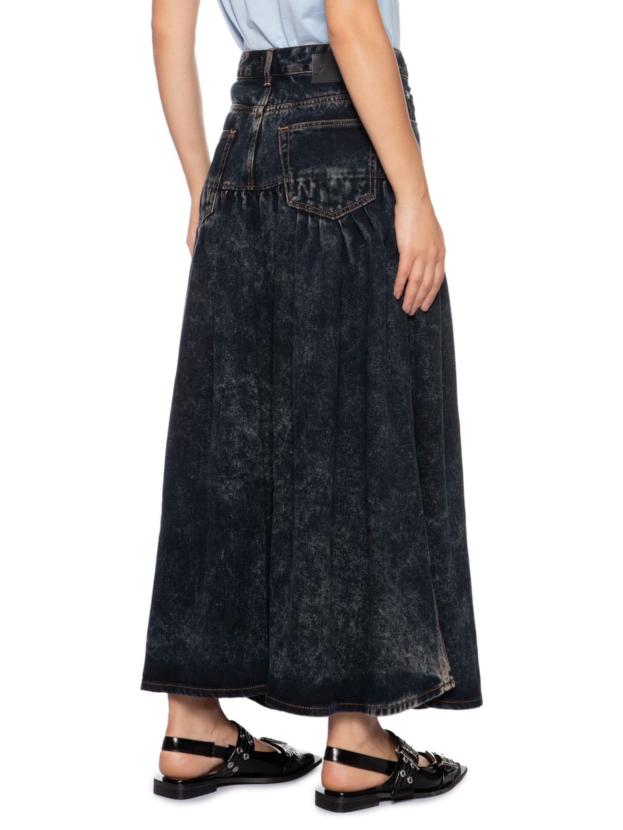 Saia Light Denim Long Preto Ganni