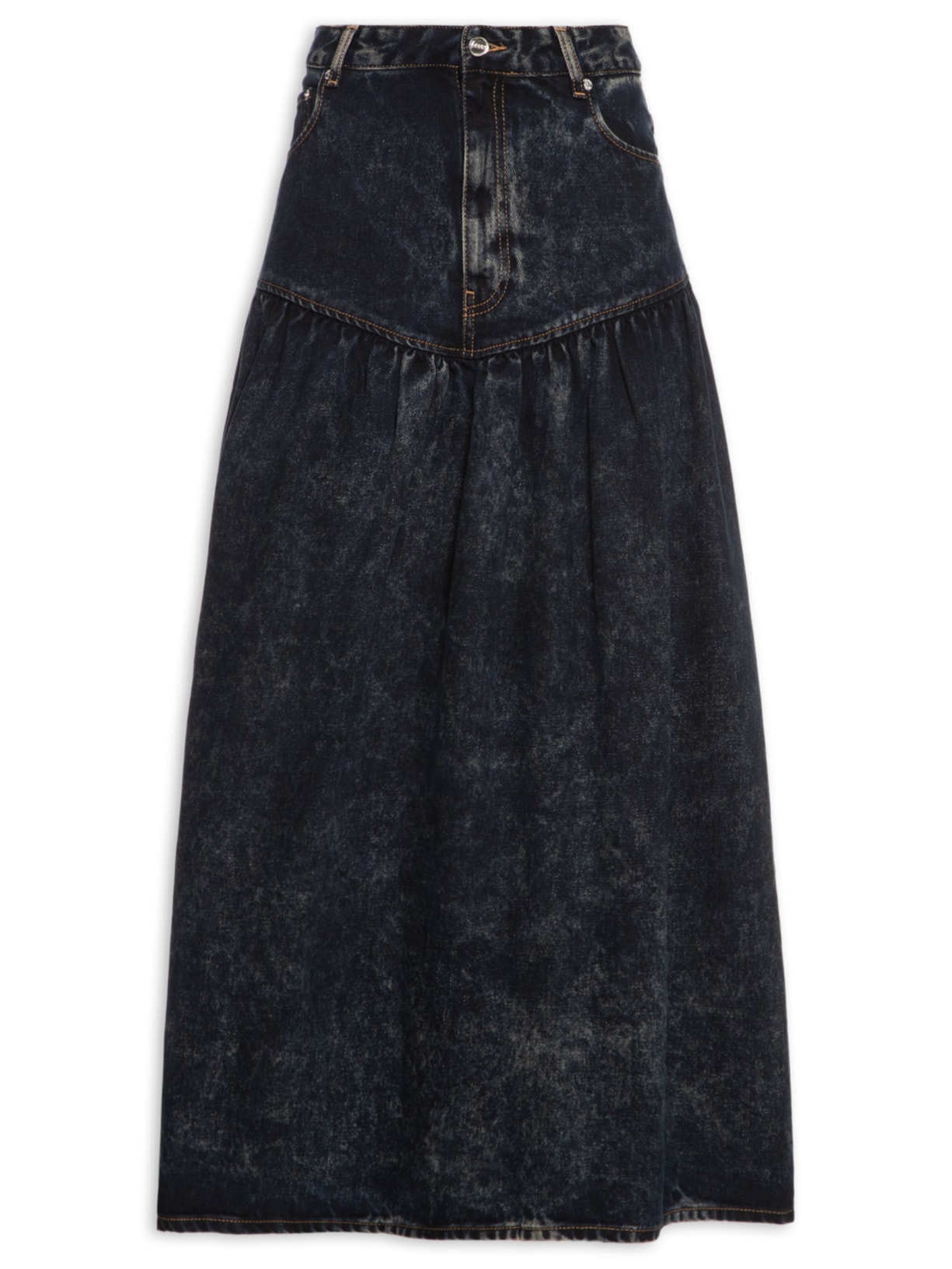 Saia Light Denim Long Preto Ganni