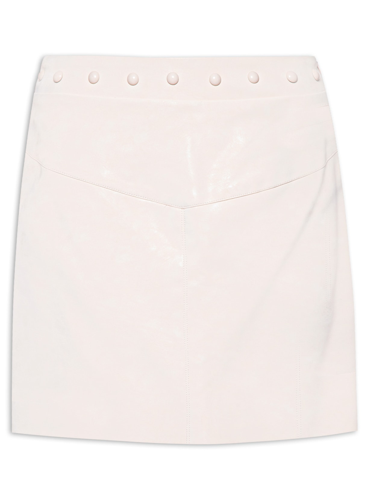 Saia Like Leather Curta Aplicação Cós - Bege