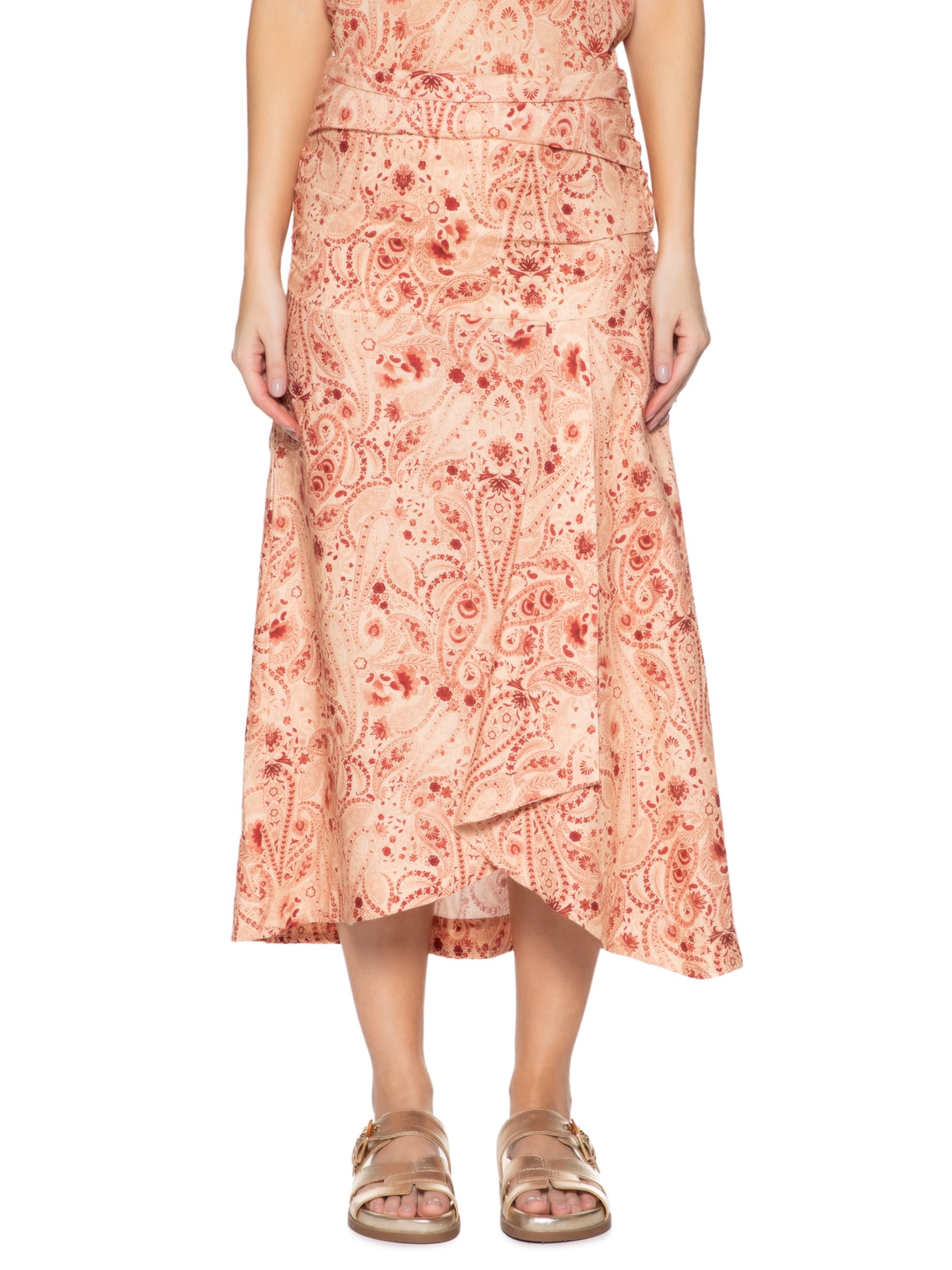 Saia Linho Bohemiam Vermelho Maria Filó